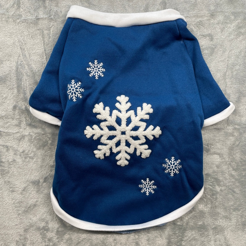 Blue Snowflake Dog‎ Sweatshirt Pet Winter Warm Apparel Size M